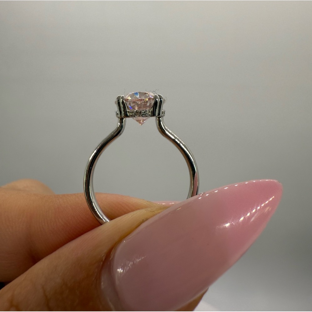 3.08 carat fancy vivid pink oval diamond engagement ring solitaire hidden halo - Picture 3 of 10
